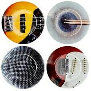 Set of 4 Guitar Band Porcelain Plates